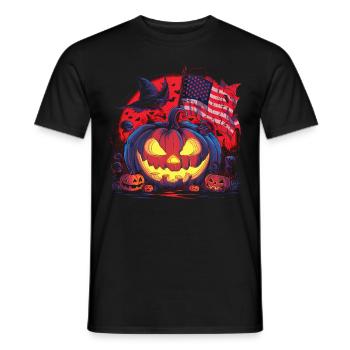 Halloween Costume Zombie Pumpkin Blood Spirit Party - Men's T-Shirt - black - Front - AI Model Male 178 light (178cm)