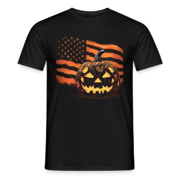 Halloween Costume Zombie Pumpkin Blood Spirit Party - Men's T-Shirt - black - Front - AI Model Male 178 light (178cm)