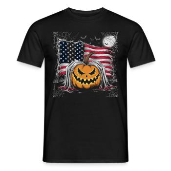 Halloween Costume Zombie Pumpkin Blood Spirit Party - Men's T-Shirt - black - Front - AI Model Male 178 light (178cm)