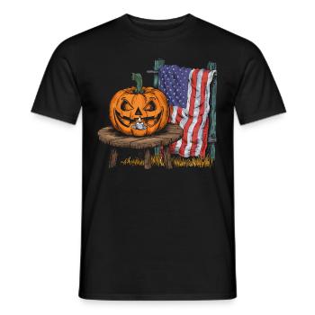 Halloween Costume Zombie Pumpkin Blood Spirit Party - Men's T-Shirt - black - Front - AI Model Male 178 light (178cm)