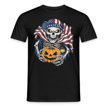 Halloween Squelette Effrayant Effrayant Horreur Fête - T-shirt homme - noir - Devant - AI Model Male 178 light (178cm)