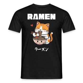 Ramen Nouilles Chibi Asie Chats Nouilles Soupe Anime - T-shirt homme - noir - Devant - AI Model Male 178 light (178cm)