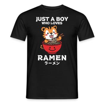 Nouilles Ramen Chibi Asie Soupe de nouilles tigrées Anime - T-shirt homme - noir - Devant - AI Model Male 178 light (178cm)