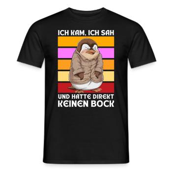 Funny Gift Penguin Funny Humor Lazy Fun - Men's T-Shirt - black - Front - AI Model Male 178 light (178cm)