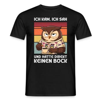 Funny Gift Owl Funny Humor Lazy Fun - Men's T-Shirt - black - Front - AI Model Male 178 light (178cm)