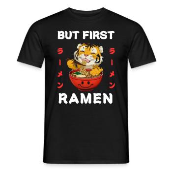 Nouilles Ramen Chibi Asie Soupe de nouilles tigrées Anime - T-shirt homme - noir - Devant - AI Model Male 178 light (178cm)