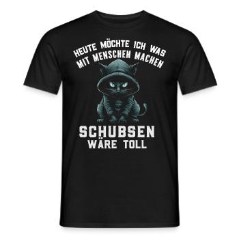 Cat, Irony, Funny, Work, Funny, Sarcasm, Antisocial - Men's T-Shirt - black - Front - AI Model Male 178 light (178cm)