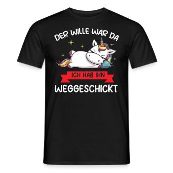 Unicorn Tshirt Funny Funny Humor Sarcasm Irony - Men's T-Shirt - black - Front - AI Model Male 178 light (178cm)