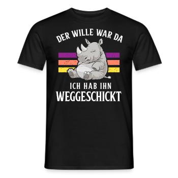 Rhino Tshirt Funny Funny Humor Sarcasm Irony - Men's T-Shirt - black - Front - AI Model Male 178 light (178cm)