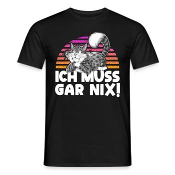 Lazy Tshirt Work Cat Funny Sarcasm Office - Men's T-Shirt - black - Front - AI Model Male 178 light (178cm)