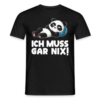 Lazy Tshirt Work Panda Funny Sarcasm Office - Men's T-Shirt - black - Front - AI Model Male 178 light (178cm)