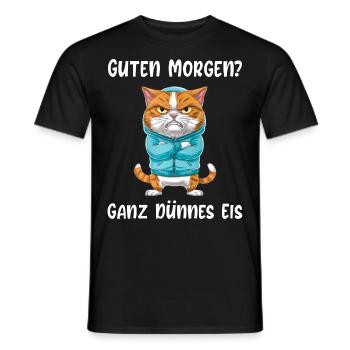 Katze Tshirt Lustig Witzig Humor Sarkasmus Büro - Männer T-Shirt - Schwarz - Vorne - AI Model Male 178 light (178cm)