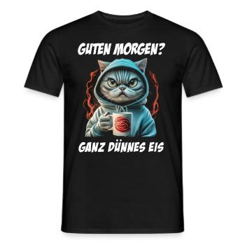 Katze Tshirt Lustig Witzig Humor Sarkasmus Büro - Männer T-Shirt - Schwarz - Vorne - AI Model Male 178 light (178cm)