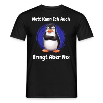 Penguin Tshirt Funny Funny Humor Sarcasm Office - Men's T-Shirt - black - Front - AI Model Male 178 light (178cm)