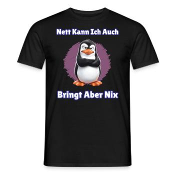 Penguin Tshirt Funny Funny Humor Sarcasm Office - Men's T-Shirt - black - Front - AI Model Male 178 light (178cm)