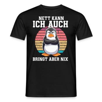 Penguin Tshirt Funny Funny Humor Sarcasm Office - Men's T-Shirt - black - Front - AI Model Male 178 light (178cm)