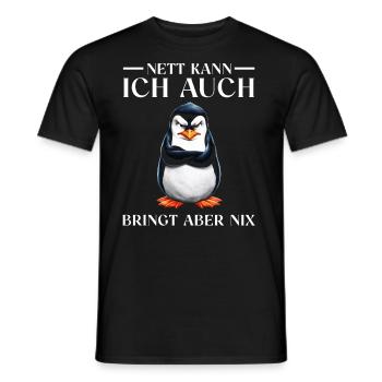 Penguin Tshirt Funny Funny Humor Sarcasm Office - Men's T-Shirt - black - Front - AI Model Male 178 light (178cm)
