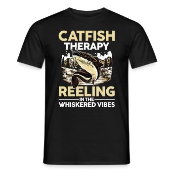 Catfish Therapy Reeling In The Whiskerde Vibes - Männer T-Shirt - Schwarz - Vorne - AI Model Male 178 light (178cm)