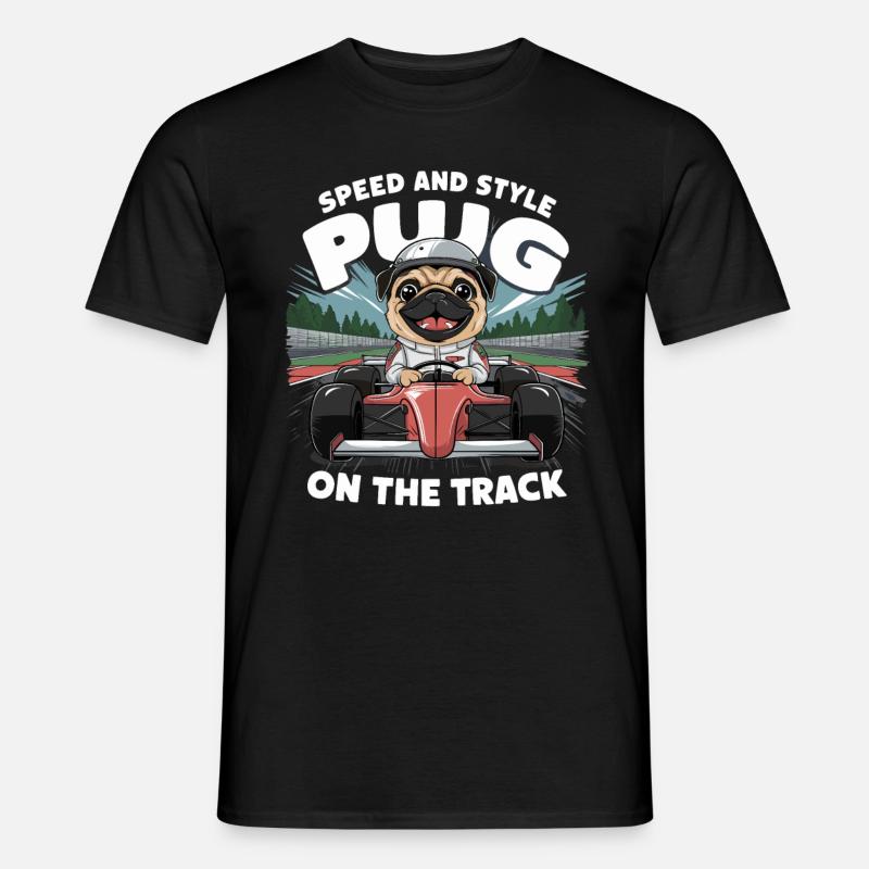 Mops Hundehalter Mops Rennfahrer Speed - Männer T-Shirt - Schwarz
