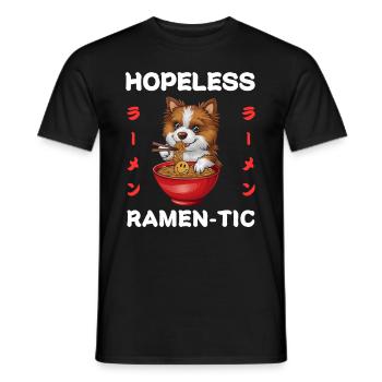 Dog Ramen Noodles Chibi Asia Noodle Soup Anime - Men's T-Shirt - black - Front - AI Model Male 178 light (178cm)