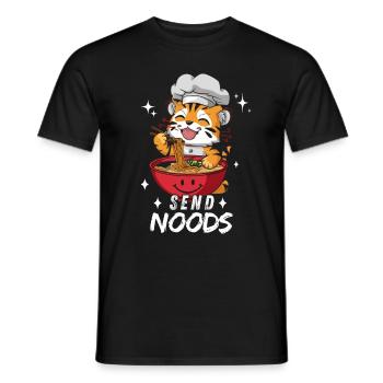 Tiger Ramen Noodles Chibi Asia Noodle Soup Anime - Men's T-Shirt - black - Front - AI Model Male 178 light (178cm)