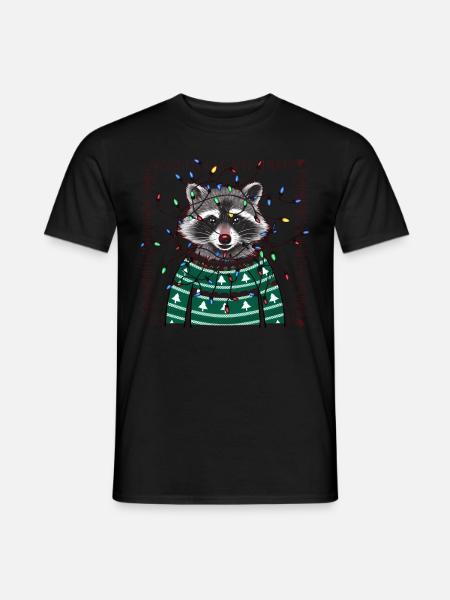 Waschbär Ugly Christmas Weihnachten Xmas Santa - T-shirt herr - svart