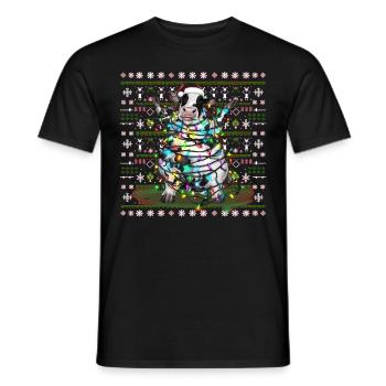 Kuh Ugly Christmas Weihnachten Xmas Santa Claus - Männer T-Shirt - Schwarz - Vorne - AI Model Male 178 light (178cm)