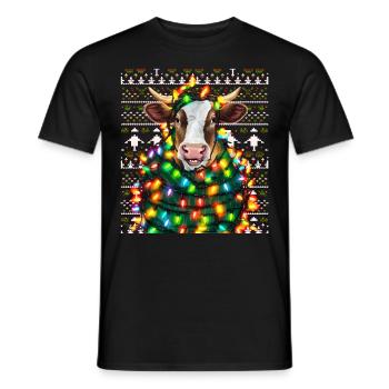 Kuh Cow Ugly Christmas Weihnachten Xmas Santa - Männer T-Shirt - Schwarz - Vorne - AI Model Male 178 light (178cm)