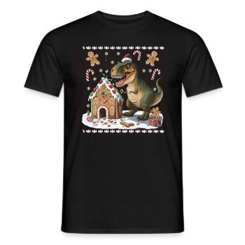 Dinosaur Ugly Christmas Christmas Xmas Trex - Men's T-Shirt - black - Front - AI Model Male 178 light (178cm)