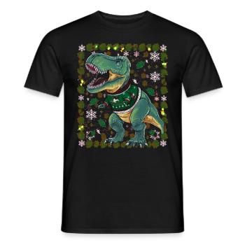 Dinosaur Ugly Christmas Christmas Xmas Trex - Men's T-Shirt - black - Front - AI Model Male 178 light (178cm)