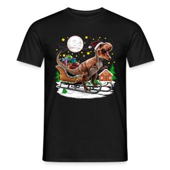 Dinosaur Ugly Christmas Christmas Xmas Trex - Men's T-Shirt - black - Front - AI Model Male 178 light (178cm)