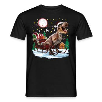 Dinosaur Ugly Christmas Christmas Xmas Trex - Men's T-Shirt - black - Front - AI Model Male 178 light (178cm)