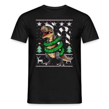 Dinosaur Ugly Christmas Christmas Xmas Trex - Men's T-Shirt - black - Front - AI Model Male 178 light (178cm)