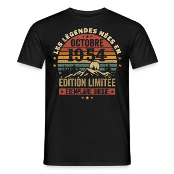 Born in October 1954 | Awesome since October 1954 - Men's T-Shirt - black - Front - AI Model Male 178 light (178cm)
