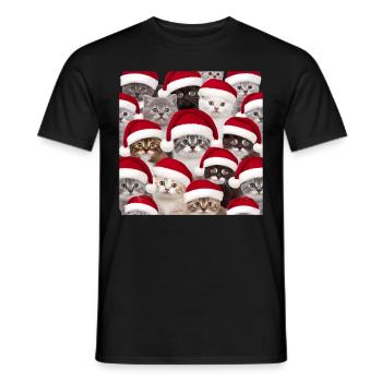 Katze Cat Ugly Christmas Weihnachten Xmas Santa - Men's T-Shirt - black - Front - AI Model Male 178 light (178cm)