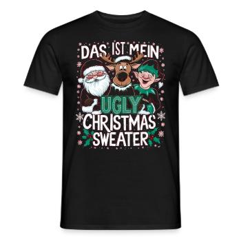 Pull de Noël moche Weihnachten Noël Père Noël - T-shirt homme - noir - Devant - AI Model Male 178 light (178cm)