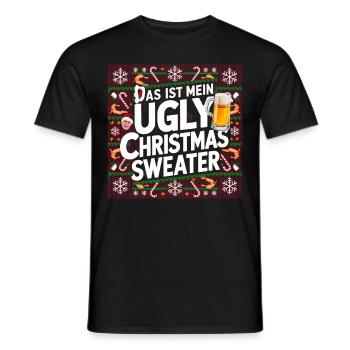 Pull de Noël moche Weihnachten Noël Père Noël - T-shirt homme - noir - Devant - AI Model Male 178 light (178cm)