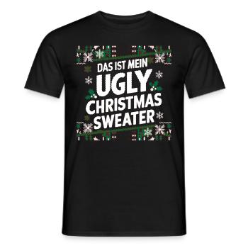 Pull de Noël moche Weihnachten Noël Père Noël - T-shirt homme - noir - Devant - AI Model Male 178 light (178cm)