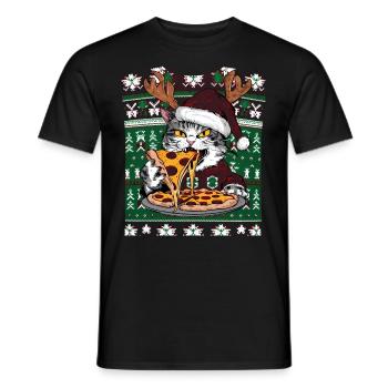 Katze Cat Ugly Christmas Weihnachten Xmas Santa - Men's T-Shirt - black - Front - AI Model Male 178 light (178cm)