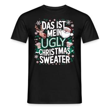 Pull de Noël moche Weihnachten Noël Père Noël - T-shirt homme - noir - Devant - AI Model Male 178 light (178cm)