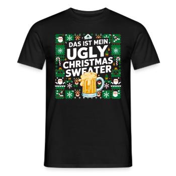 Pull de Noël laid Noël Noël Père Noël Bière - T-shirt homme - noir - Devant - AI Model Male 178 light (178cm)