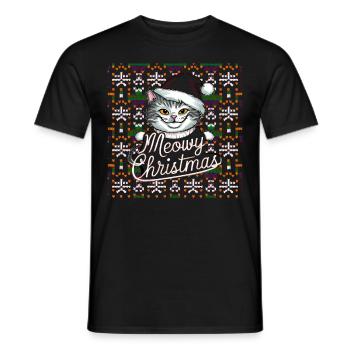 Katze Cat Ugly Christmas Weihnachten Xmas Santa - Men's T-Shirt - black - Front - AI Model Male 178 light (178cm)