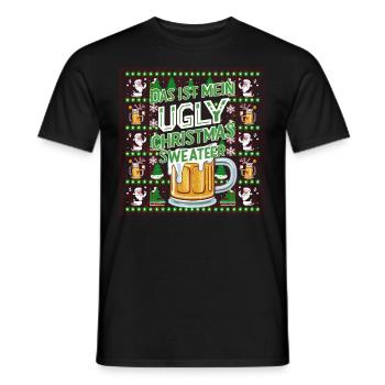 Pull de Noël laid Noël Noël Père Noël Bière - T-shirt homme - noir - Devant - AI Model Male 178 light (178cm)