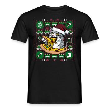 Katze Cat Ugly Christmas Weihnachten Xmas Santa - Men's T-Shirt - black - Front - AI Model Male 178 light (178cm)