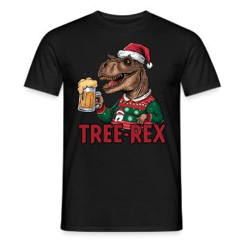 Dino Trex Ugly Christmas Weihnachten Xmas Bier - Männer T-Shirt - Schwarz - Vorne - AI Model Male 178 light (178cm)