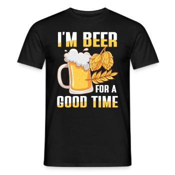 I’m beer for a good time - Männer T-Shirt - Schwarz - Vorne - AI Model Male 178 light (178cm)