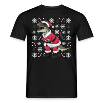 Dinosaurier Trex T-Rex Christmas Weihnachten Xmas - Männer T-Shirt - Schwarz - Vorne - AI Model Male 178 light (178cm)
