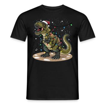 Dinosaurier Weihnachtslicht Christmas Weihnachten - Männer T-Shirt - Schwarz - Vorne - AI Model Male 178 light (178cm)