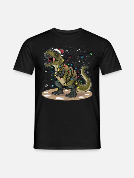 Dinosaurier Weihnachtslicht Christmas Weihnachten - T-shirt herr - svart