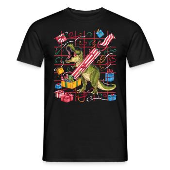 Dinosaurier Trex T-Rex Christmas Weihnachten Xmas - Männer T-Shirt - Schwarz - Vorne - AI Model Male 178 light (178cm)